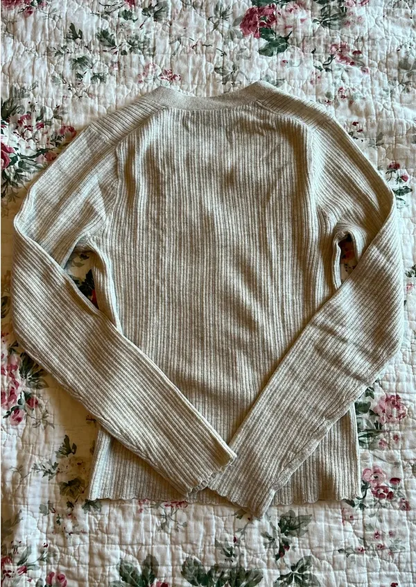 Madewell Pointelle Beige Sweater  - Image 5