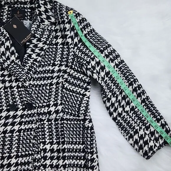 Jade & Ivory‎ 26 International NWT Double Breasted Houndstooth Blazer Peacoat M - Image 6