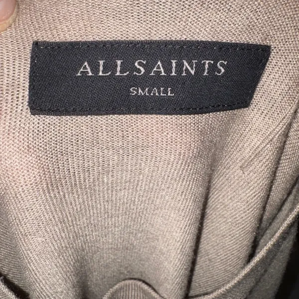ALL‎ SAINTS Taupe Crew Neck Long Sleeve Sweater Lightweight - Image 6