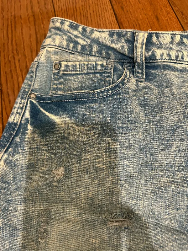 Tinseltown Crossover-Waist frayed hem Ripped Embellished Denim mini Skirt, 11 - Image 14