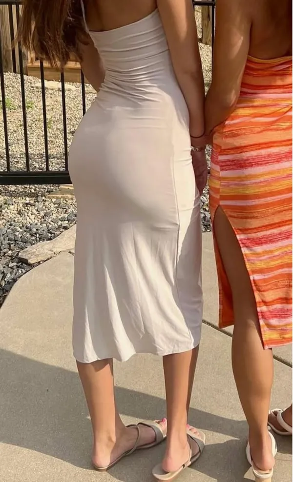 Cream midi dress Tan - Image 2