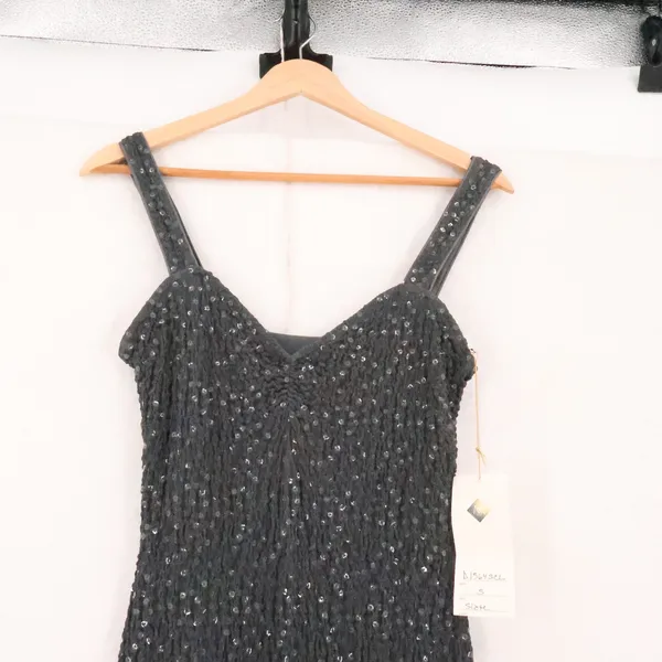 Sara Mique Sequin Stretch Maxi Dress Womens Size S Slate Grey 90s Minimalist - Image 3