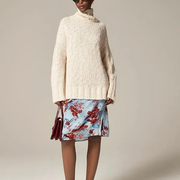 J Crew M L Turtleneck Sweater Chunky Textured Knit Wool Alpaca Heather Rich Pine - Image 3