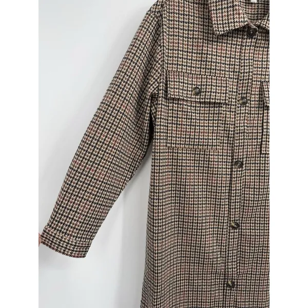 C By One Womens Houndstooth Plaid XL Brown Shacket Quiet Luxury Academia Casual - Image 3