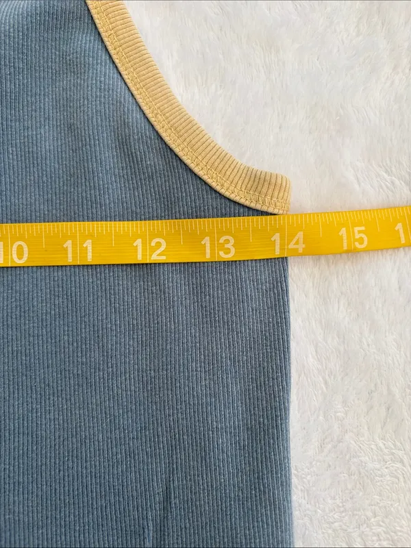 We the Free size large only 1 ringer Blue Tank Top with Yellow Trim - Image 6