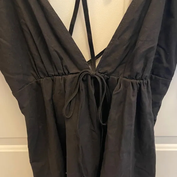 Princess Polly Blissful Black Puff Sleeve Mini Dress Open‎ Back US 0 Coquette - Image 3