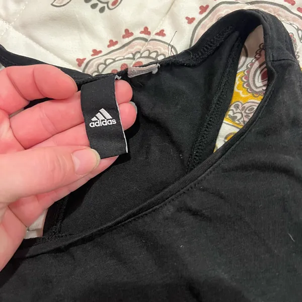 Adidas Black cropped razor back Top - Image 3