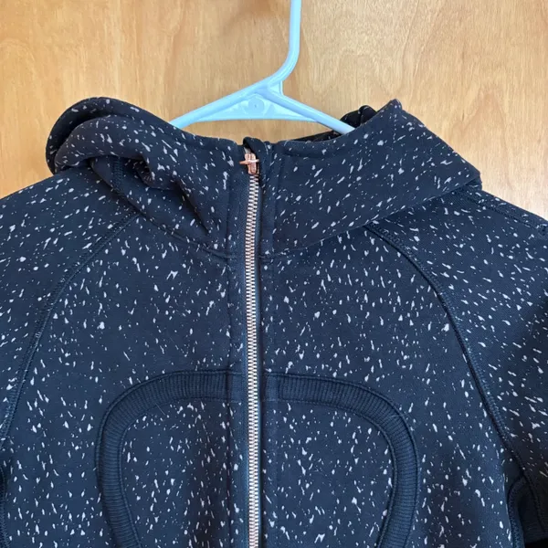 Lululemon‎ Scuba Hoodie Women 4 Black Speckled Rose Gold Full Zip Fleece - Image 4