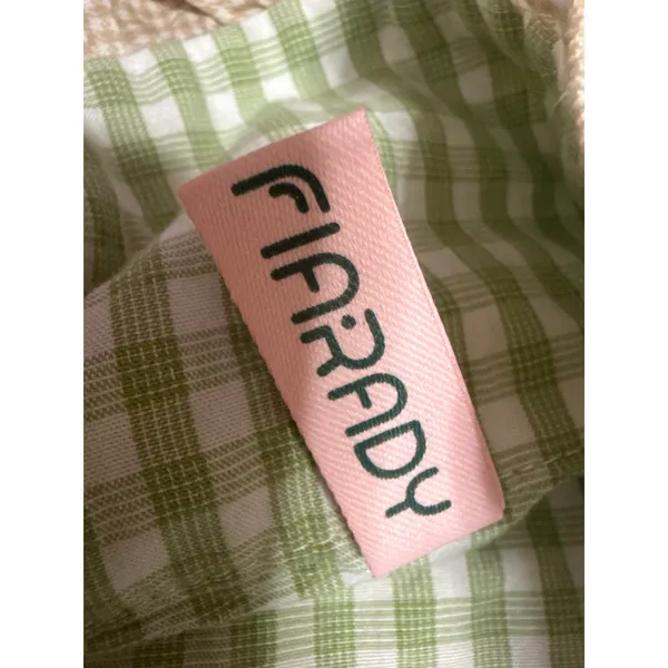 Fiarady Green Gingham Check Ruffle Button Up Shirt Short Sleepwear Pajama Set XL - Image 6