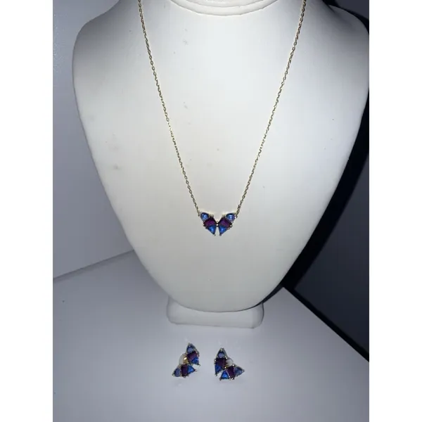 Kendra Scott Blair Butterfly Pendant‎ Necklace & Earrings Set Gold Tone - Image 2