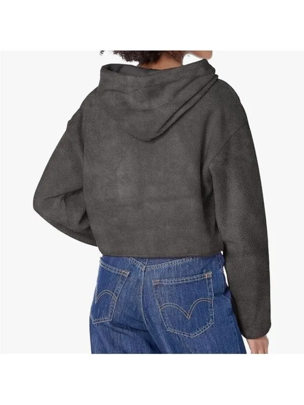 UGG Women's Myley Sherpa Hoodie color Gray Sz Large - Image 2