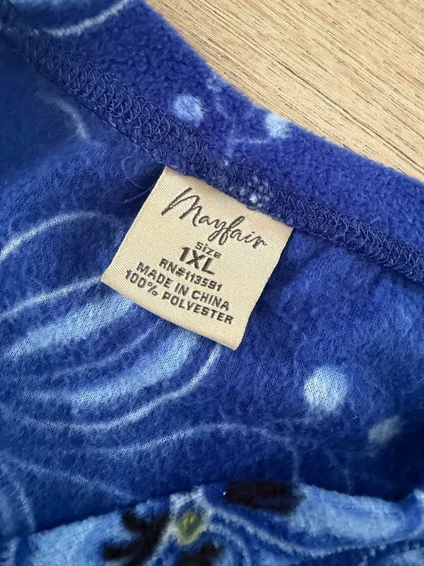 Mayfair Group Micro fleece Plush V-Neck Floral Pajama Set - Royal Blue - Image 6