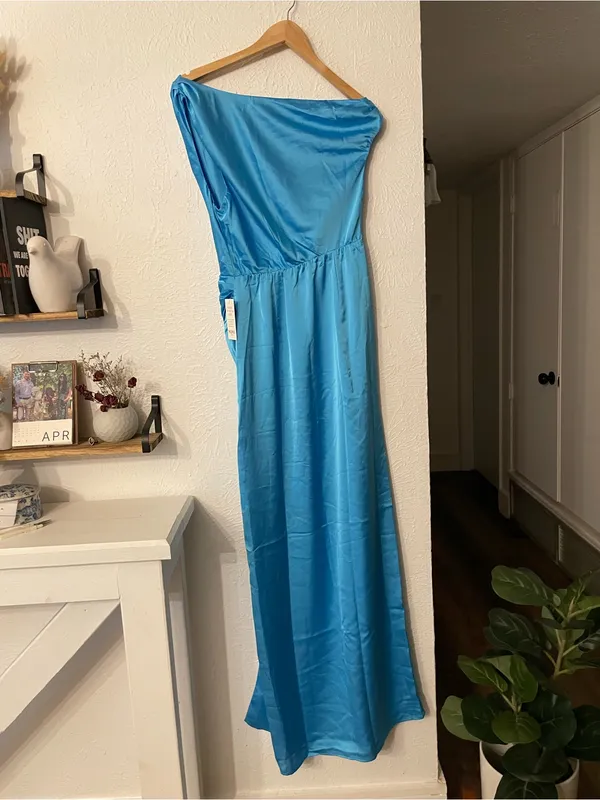 NWT Show Me Your Mumu Jodie Dress Satin Evening Gown Blue Small - Image 6
