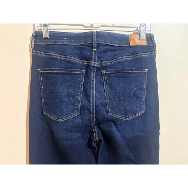 American Eagle Flare Jeans Womens 8 Long Blue Excellent Super Hi-Rise Stretch - Image 12