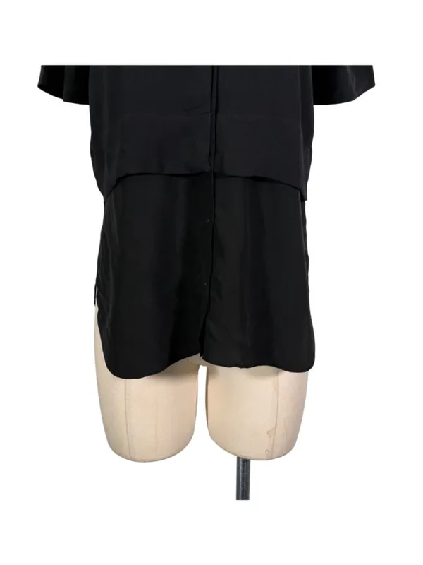 T by Alexander Wang Silk Short Sleeve Top Black Size XS - Image 4