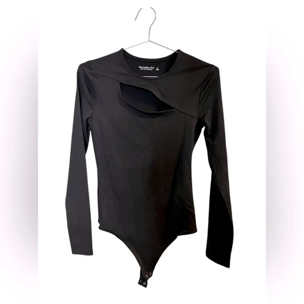 Abercrombie & Fitch Women's Cut-Out Long Sleeve Bodysuit Black Size Small - Image 2