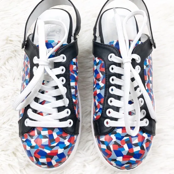 Circus Sam Edelman Murray Red Blue Confetti Black Slingback‎ Sneakers Shoes 7.5 - Image 2