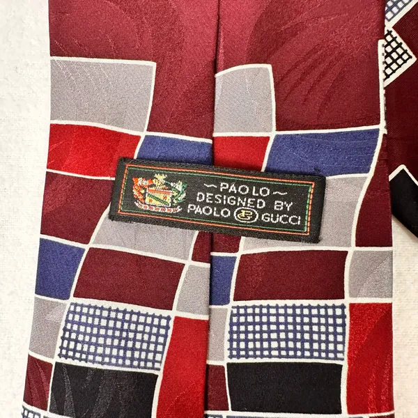 Paolo Designed by Paolo Gucci Men’s Silk Tie Vintage Geometric Necktie Cravat - Image 4