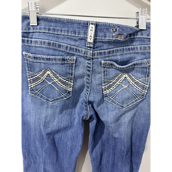 Ariat Real Denim Jeans Women' 12 Short Blue Mid Rise Boot cut Medium Wash Y2K V - Image 6