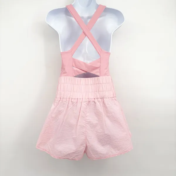 Peach Love California Womens Pink Smocked Ruffle Sporty‎ Active Romper Size M - Image 9