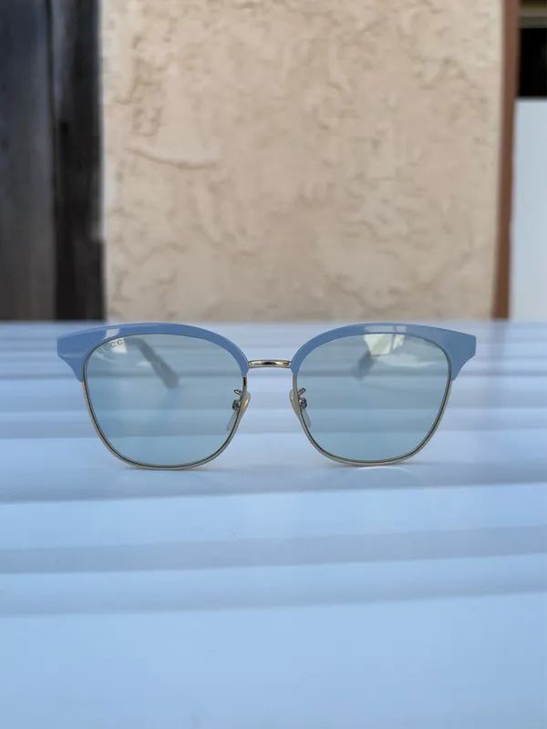 Gucci GG0244S-004 Clubmaster gold and light blue sunglasses - Image 7