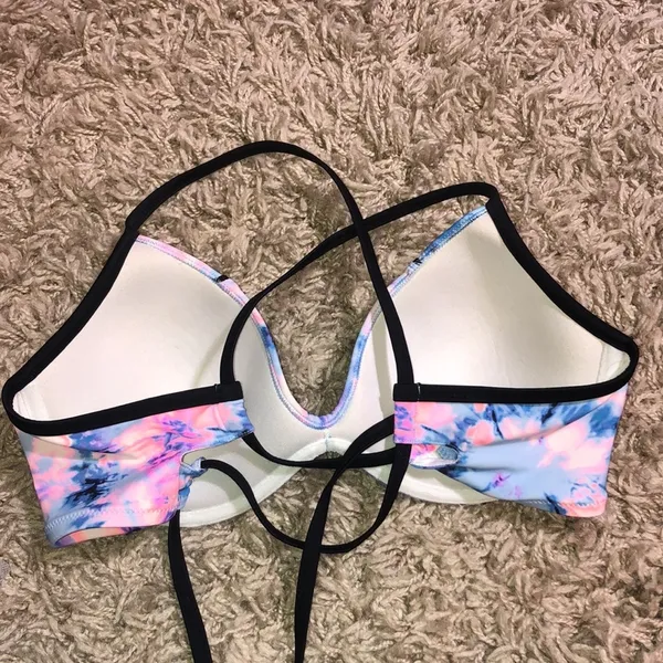 PINK Victoria’s Secret bikini top watercolor bikini top size large tie dye print - Image 3