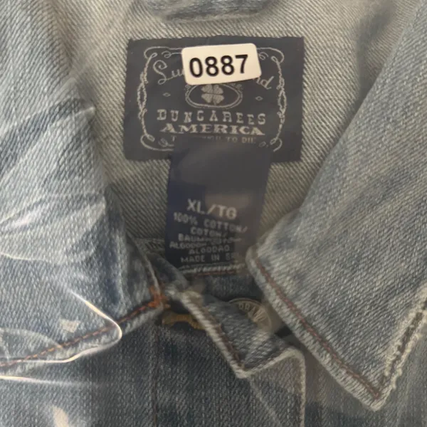 Lucky Brand Dungarees America Denim Trucker Jacket Medium Wash Distressed XL - Image 7