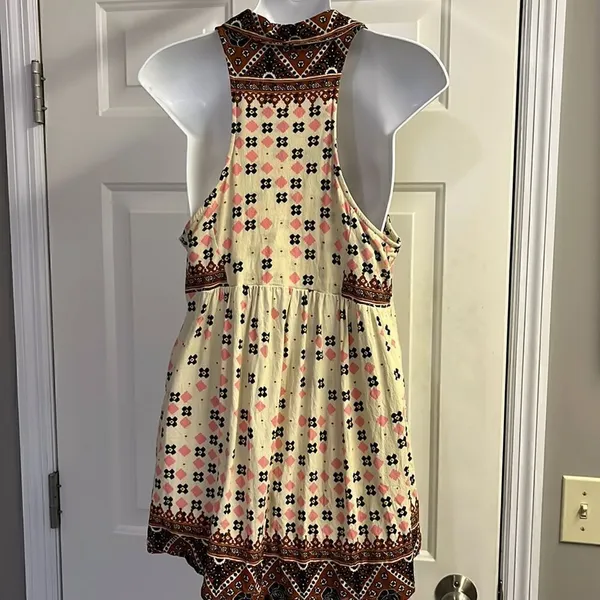 Free People Sleeveless Collared Boho Flowy Key Hole Tank V-Neck Tunic- Medium - Image 9