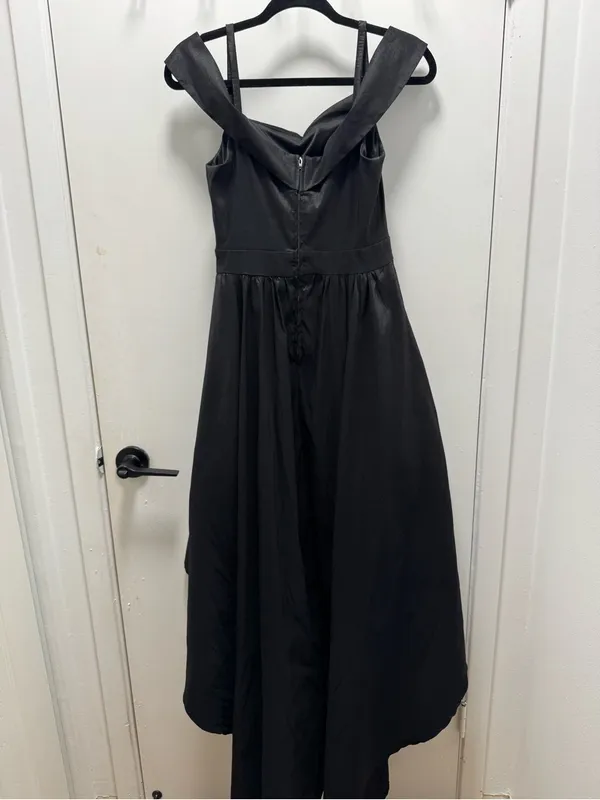 B Darlin Black Off-Shoulder Asymmetrical Hi Low Evening Cocktail Dress US 5/6 - Image 3
