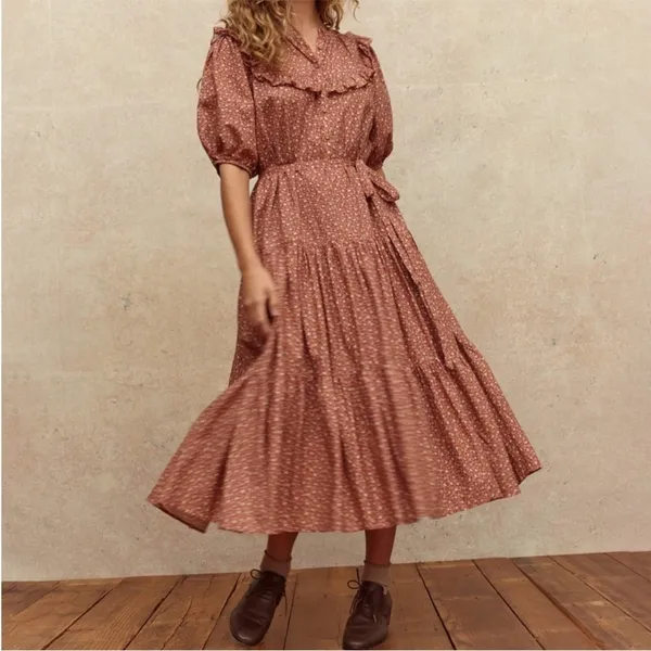 Christy Dawn Dress Emilia‎ Floral Midi Cotton Rooibos Harvest S EUC - Image 9