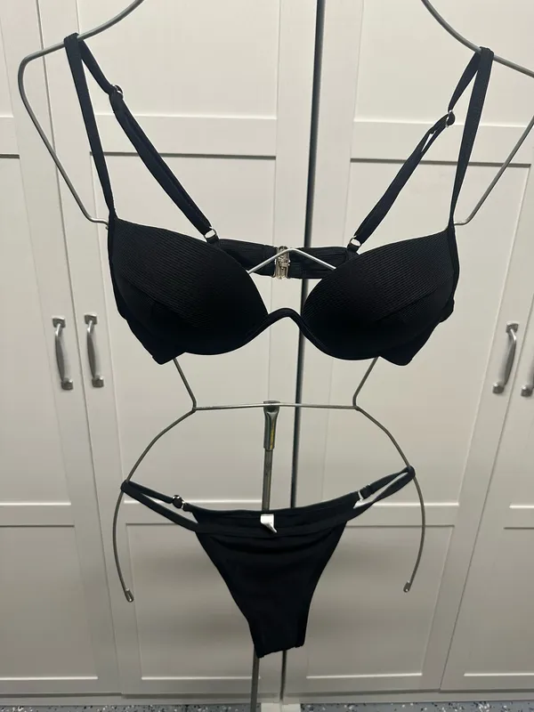 SHEIN Black Ribbed  Bikini Set - Image 2