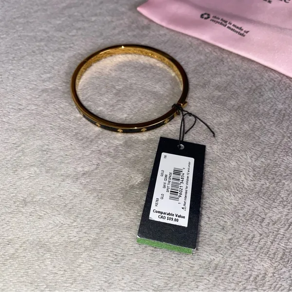 Kate Spade Enamel Gold Tone Spot The Spade Bangle Bracelet - Image 4