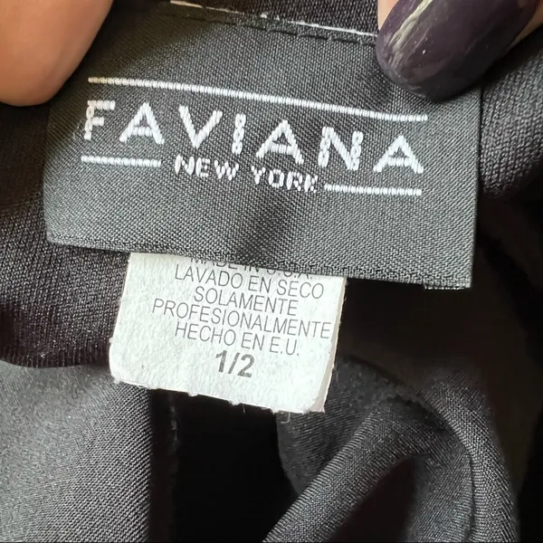 Faviana Black Ruched Satin Mermaid Dress Size 1/2 Prom Formal - Image 3
