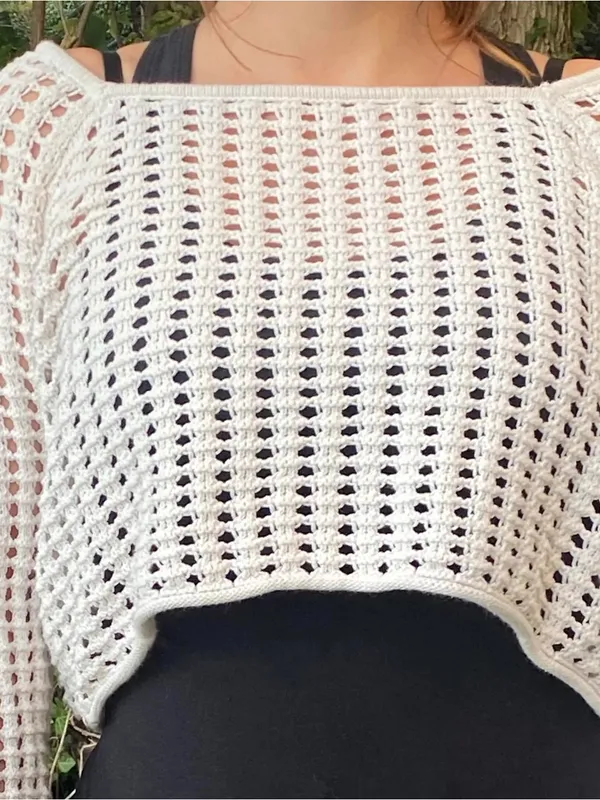 Wild Fable White Crochet Open-Knit Women's Sweater Womens Large - Image 2