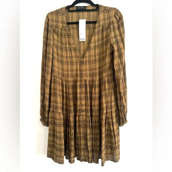NWT Urban Outfitters Plaid Long Sleeve Babydoll Dress Small - Image 4