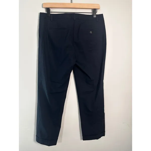 J.Crew City Fit Navy Blue Cropped Trousers‎ Cuffed Stretch Chino Pants Size 6 - Image 3