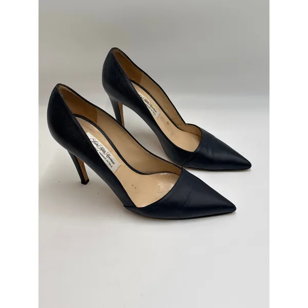Saks 5th Avenue Vintage Saks Fifth Avenue Pumps Womens 7B Black Leather Pointed Toe Italy - Image 2