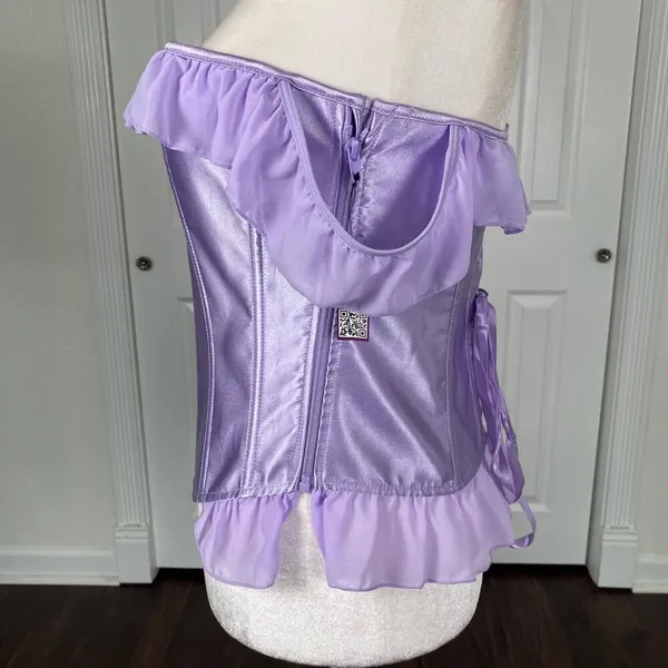 Whimsical Fairy Purple Lilac Satin Off The Shoulder Corset M NWT - Image 9