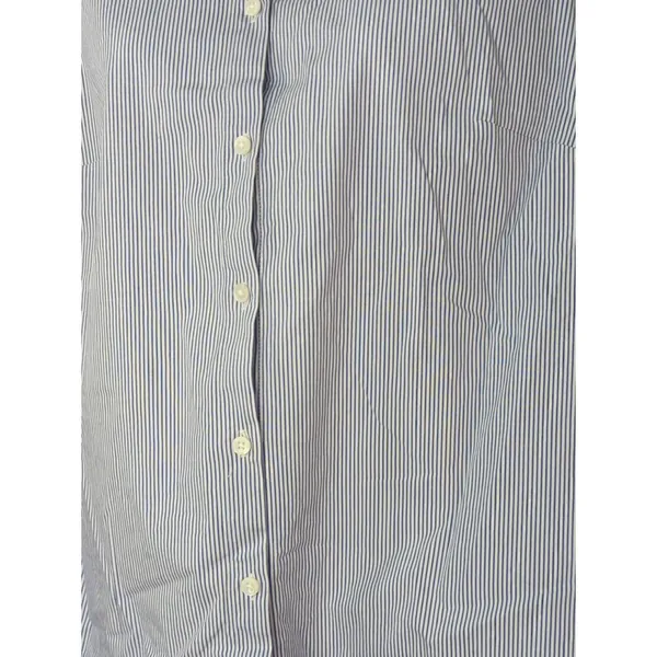 J. Crew Factory Blue & White Stripe Cotton‎ Blend Bell Sleeve Button-Down Top - Image 2