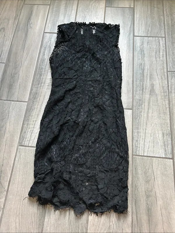 Main Strip Black Lace Mini Dress - Image 3