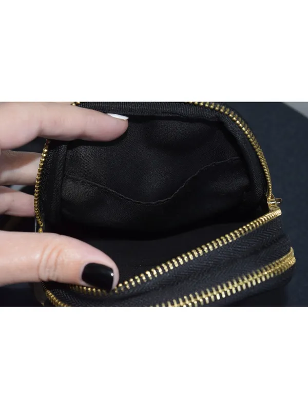 Nanette Lepore Black Pebbled Sling Crossbody Bag Striped Adjustable Strap - Image 5
