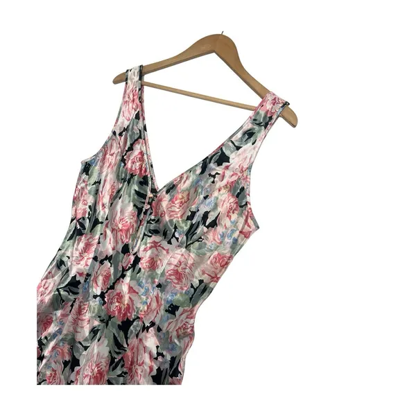 Vintage 90s Victorias Secret Nightgown Womens Large Pink Floral Chemise Satin - Image 5