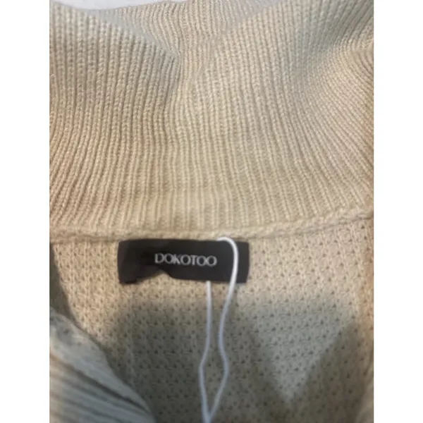 Dokotoo NWT Beige/Brown Striped Collared Button Neck Knit Pullover Sweater L Size L - Image 6