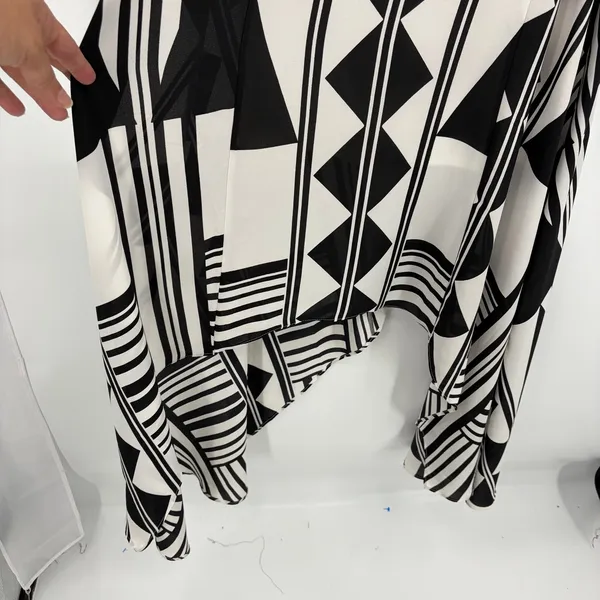Express Asymmetric Geometric Maxi Dress Sz XS Resort Art Deco Monochrome Hanky - Image 5