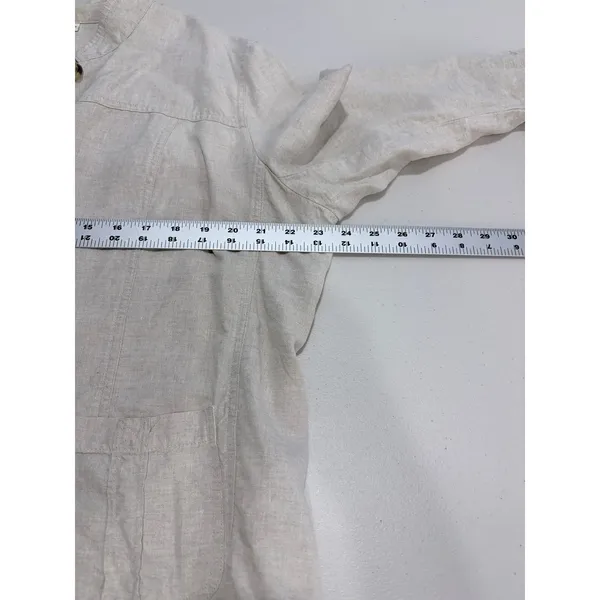Minimalist 100% Linen Chore Jacket Beige Cherokee XXL Button Up Shacket - Image 7
