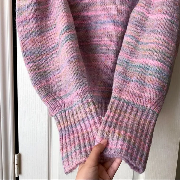 LoveShackFancy‎ Sweater Aquarius Pullover Puffed Shoulders Pink Cloud XL EUC - Image 5