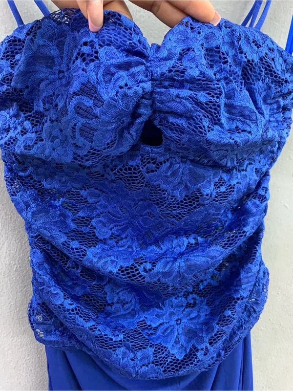 Saints + Secrets Selfie Leslie Lorely Lace Rosette Maxi Dress in Blue - Image 5