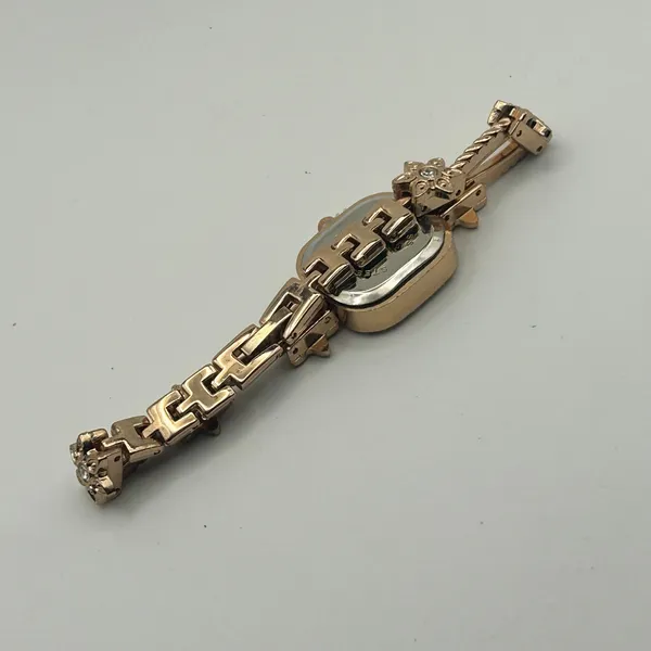 Soxy Rose Gold Square Dial Crystals on Bezel Floral Accents Women Fashion Watch - Image 5
