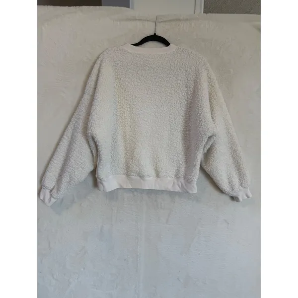 Gap Sherpa Fleece Pullover Sweatshirt Womens Medium Milk White Crew 651550-01 - Image 6