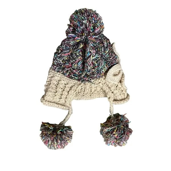 Cute Winter Beanie Pom Pom Tie Used Womens One Size - Image 12